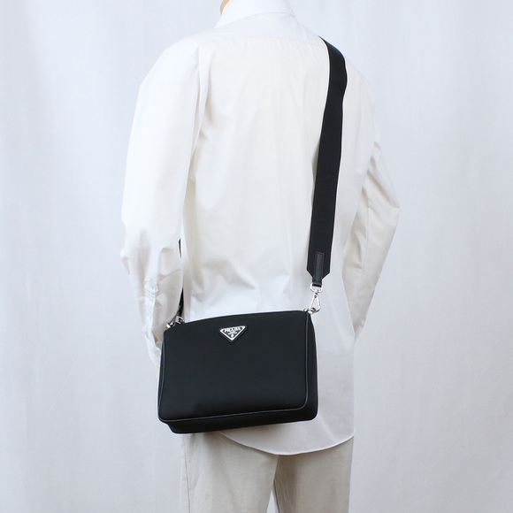 Prada Diagonal Shoulder Bag Brand Triangle Logo Nero Black - Picture 5 of 6